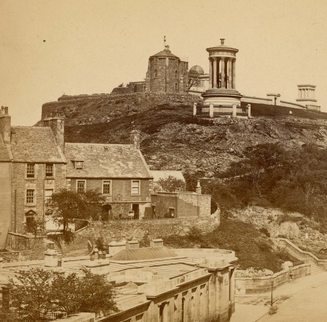Historic view of Rock House on Calton Hill, Edinburgh
